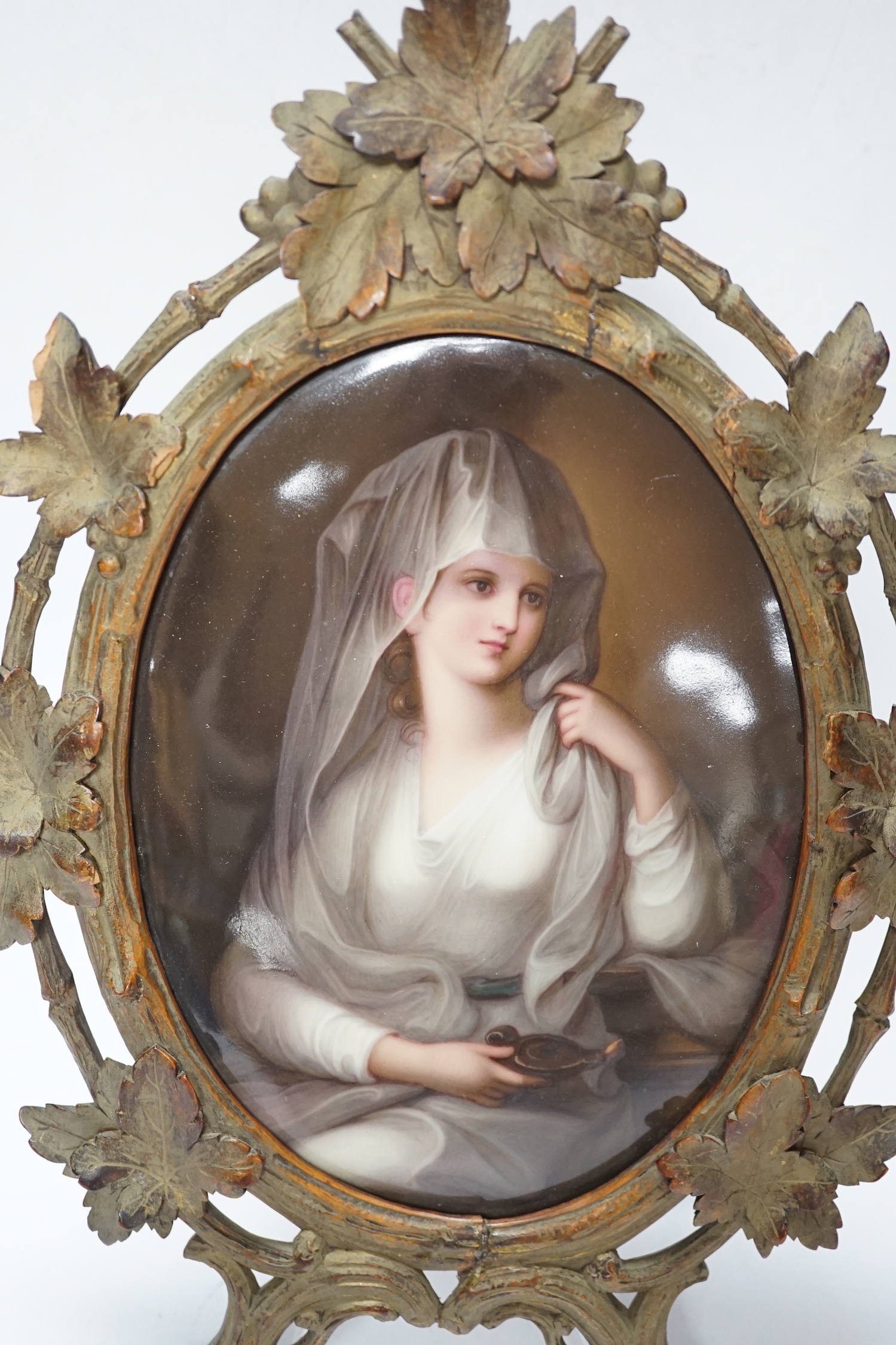 A framed KPM style porcelain plaque, late 19th century
